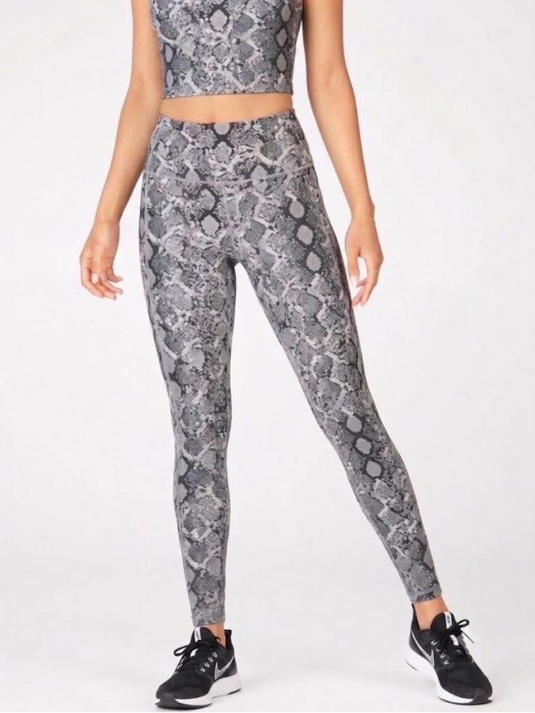 Victoria Sport Snake Print Leggings In Black And Gray